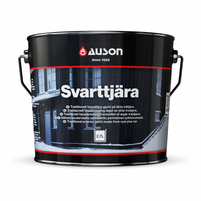 Pot 2,7L de goudron naturel de pin noir pour peinture façade bois extérieur sur fond noir